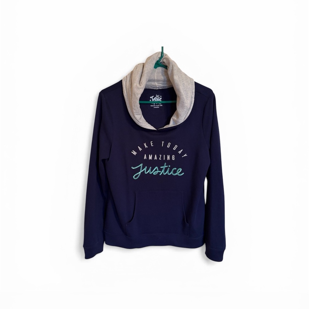 Justice “Make Today Amazing” Navy Hoodie XL (size 20) Girls  Medium LADIES 8-10